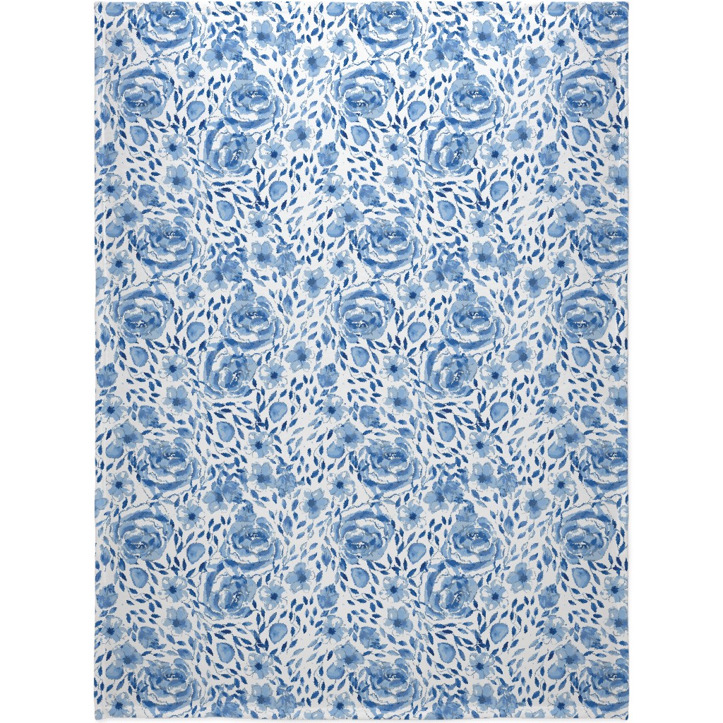 the Flow of the Garden - Blue Blanket, Sherpa, 60x80, Blue, True Blue