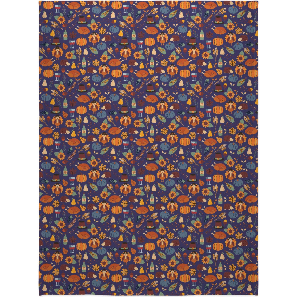 Thanksgiving Table - Multi Blanket, Sherpa, 60x80, Multicolor