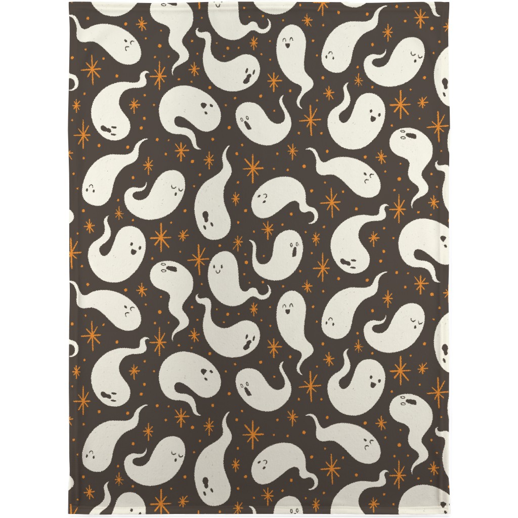 Friendly Ghosts - Black Blanket, Fleece, 30x40, Gray