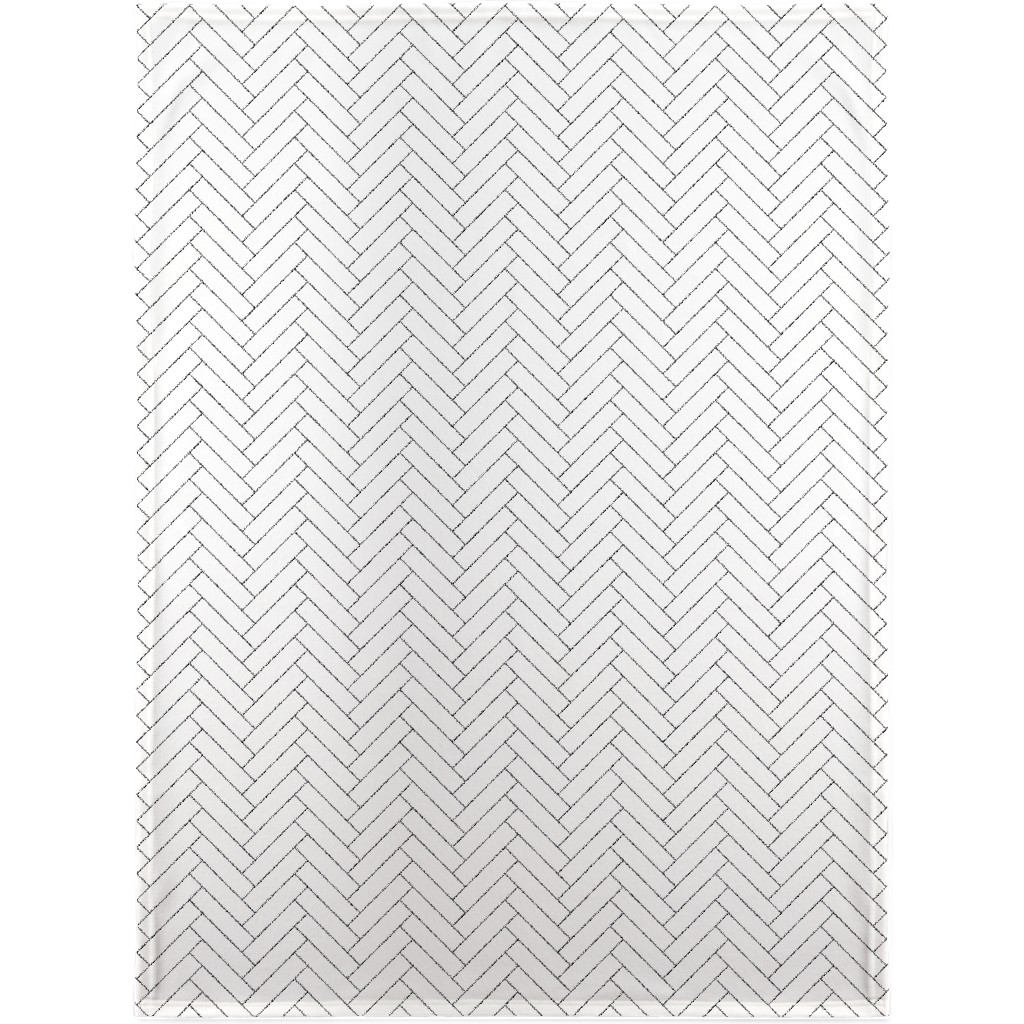 Simple Herringbone Chevron - Black and White Blanket, Fleece, 30x40, White, White