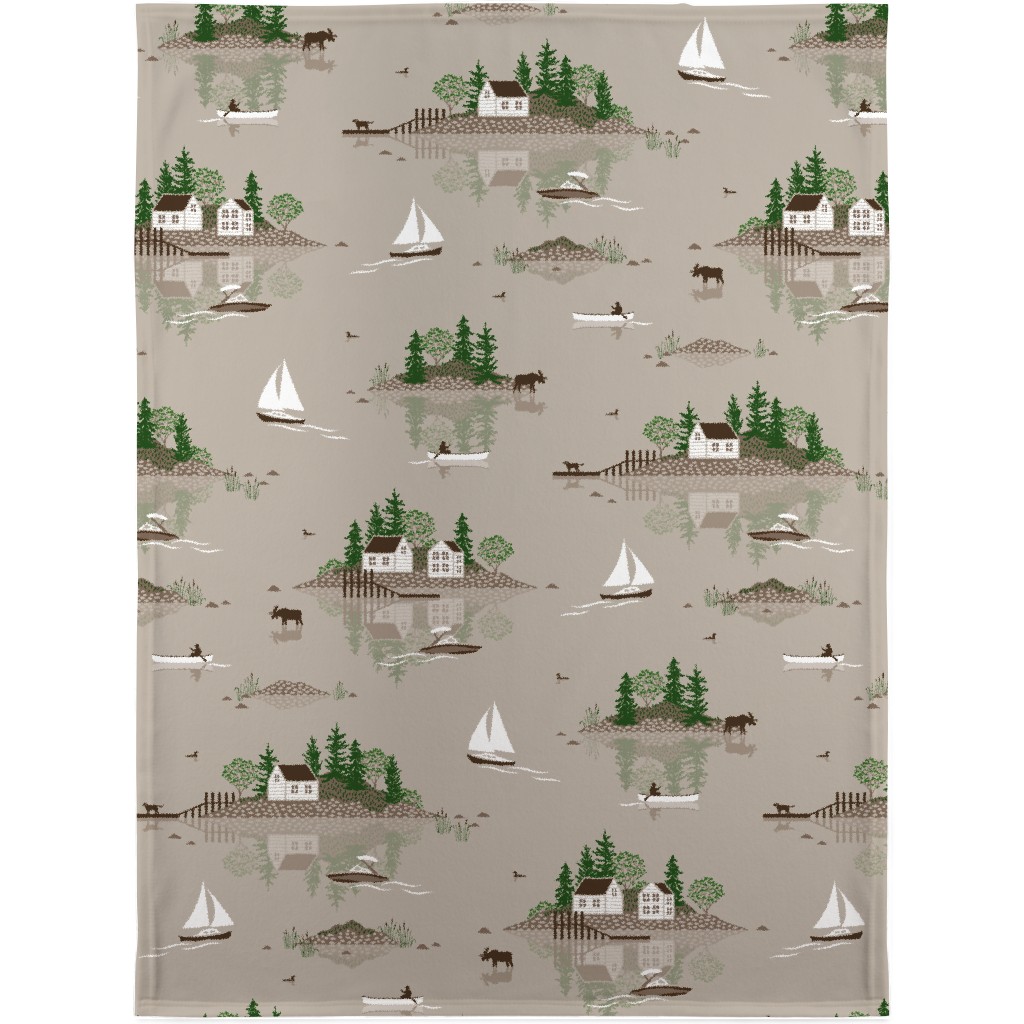 Boats on the Lake - Beige Blanket, Fleece, 30x40, Beige, Pearl