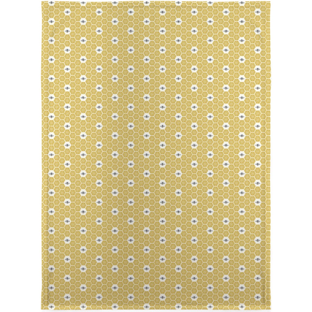 Bees Stitched Honeycomb - Gold Blanket, Fleece, 30x40, Yellow, Classic Yellow