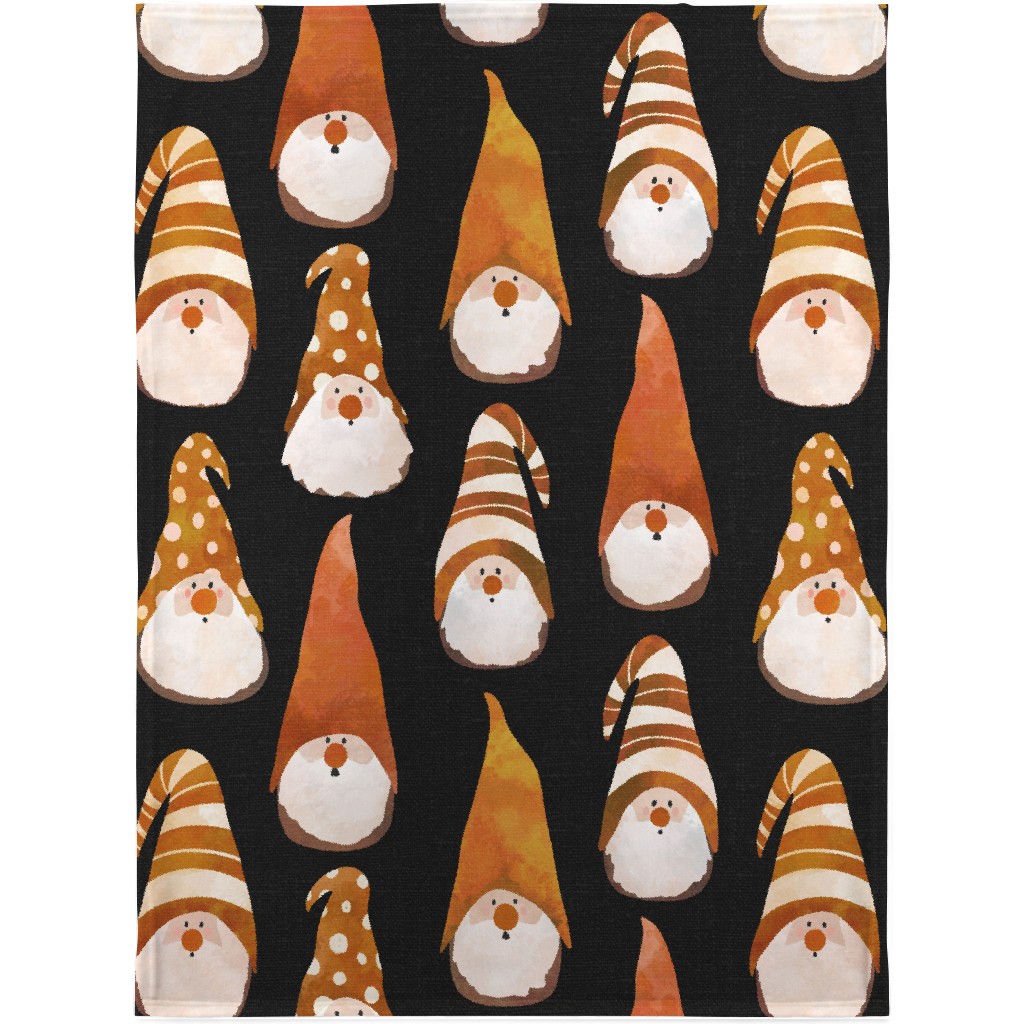 Fall Gnomes - Grey Blanket, Fleece, 30x40, Orange