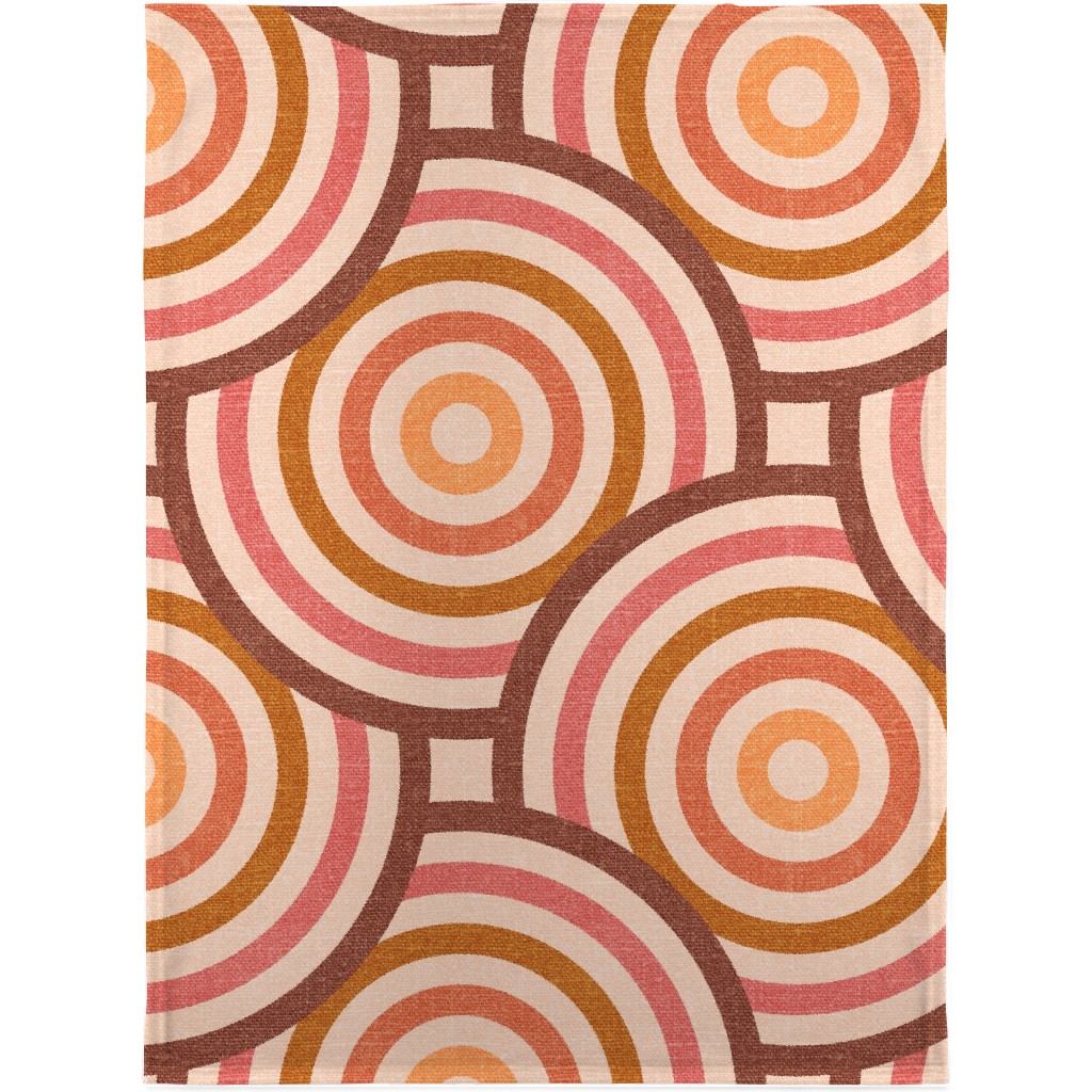 Retro Circles - Warm Blanket, Fleece, 30x40, Pink, Bright Pink