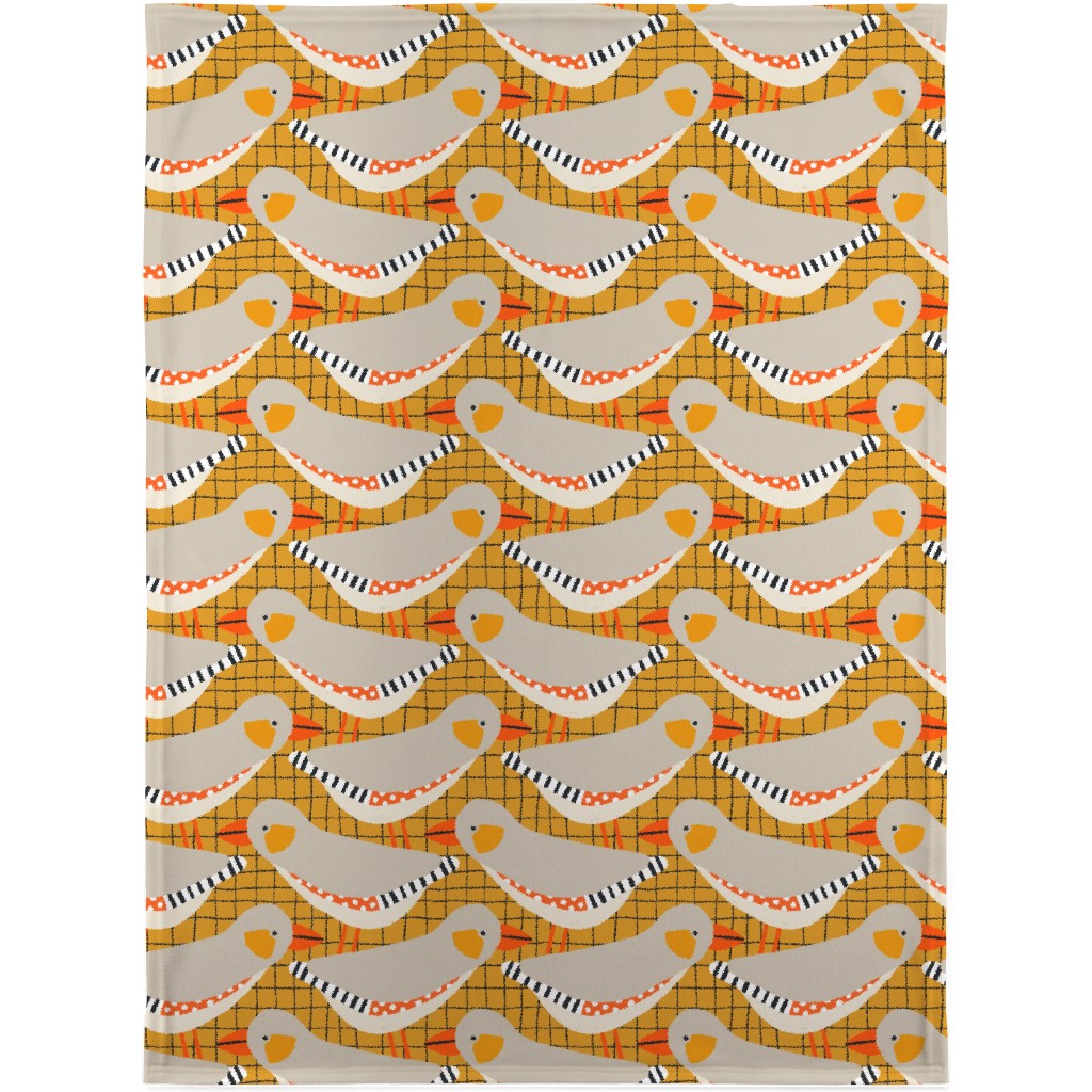 Zebra Finch - Gold Blanket, Fleece, 30x40, Orange, Orange