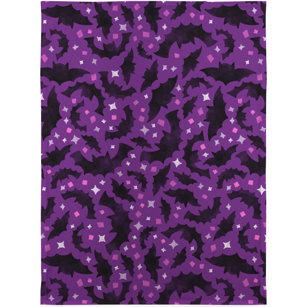 Bats & Sparkles Blanket, Fleece, 30x40, Purple