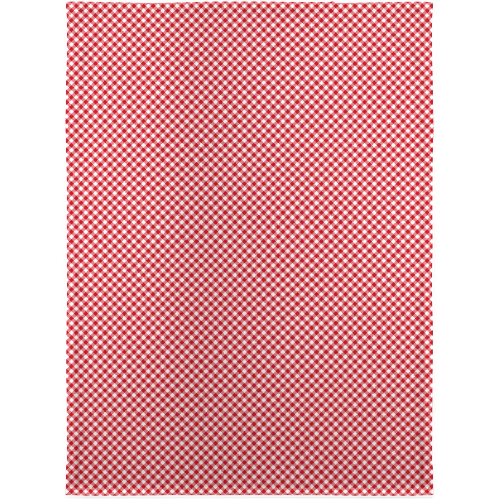 Diagonal Gingham - Red and White Blanket, Fleece, 30x40, Red, Red