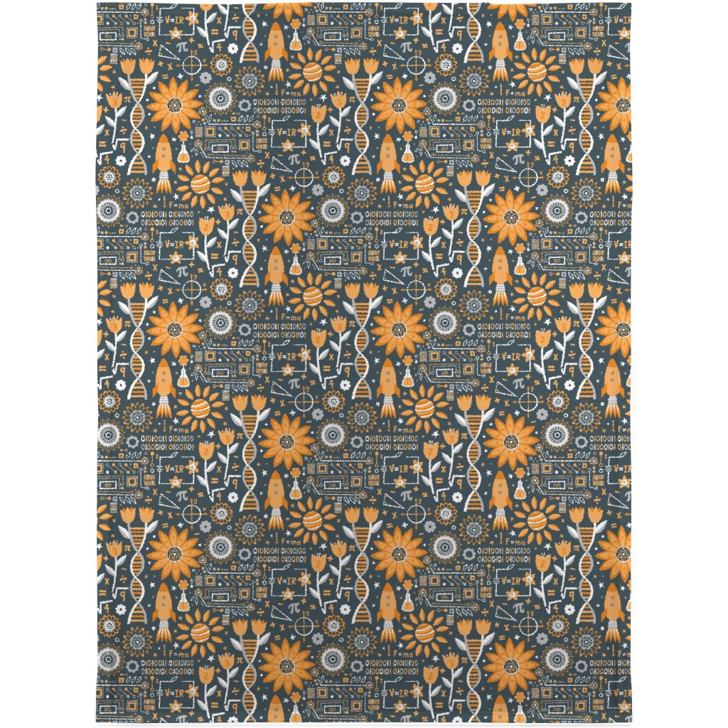 Flowers and Stem Blanket, Fleece, 30x40, Yellow, Eggyolk