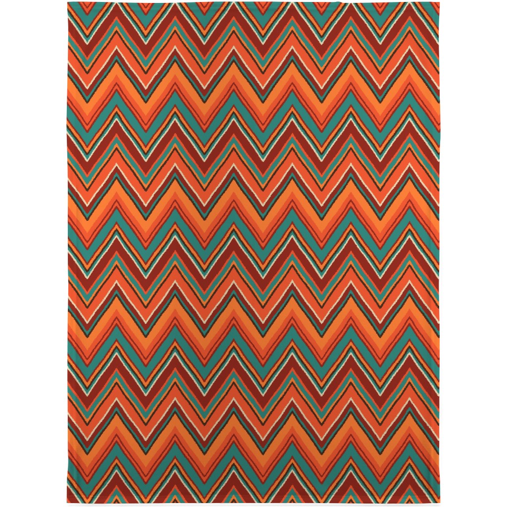 Chevron - Orange and Teal Blanket, Fleece, 30x40, Orange, Orange