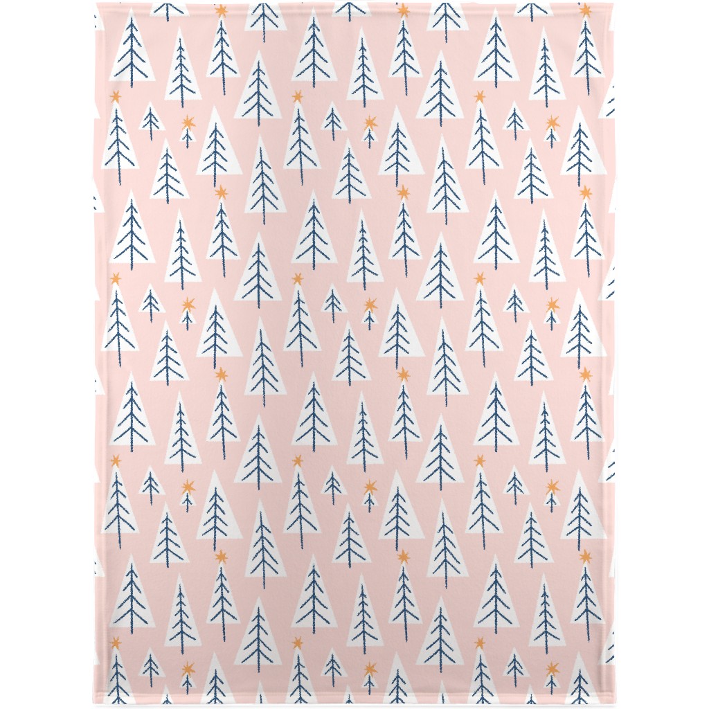 Christmas Tree Forest - Pink Blanket, Fleece, 30x40, Pink, Bright Pink