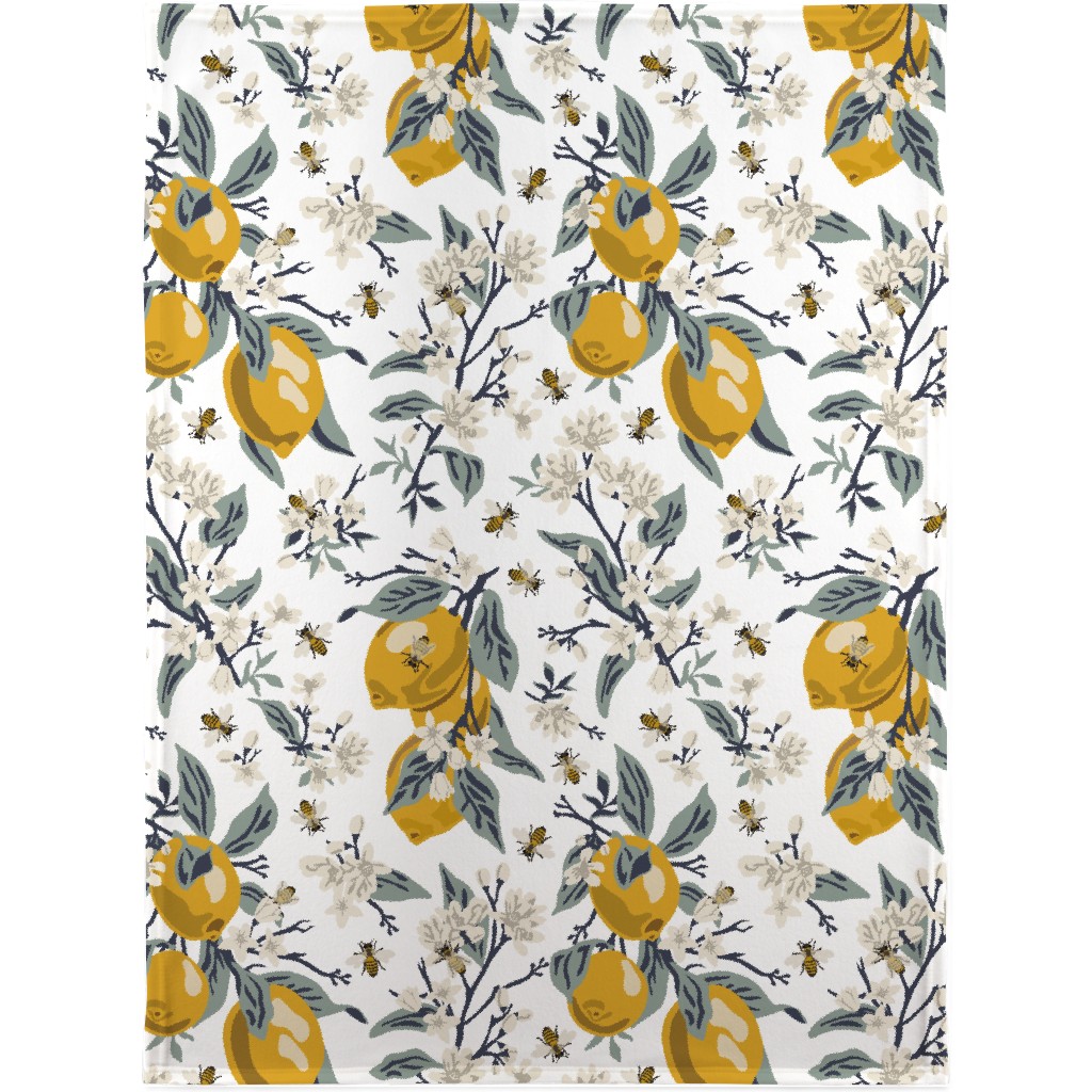 Bees & Lemons Blanket, Fleece, 30x40, Yellow