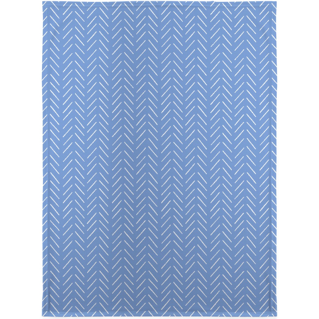 Tracks - White on Blue Blanket, Fleece, 30x40, Blue, True Blue