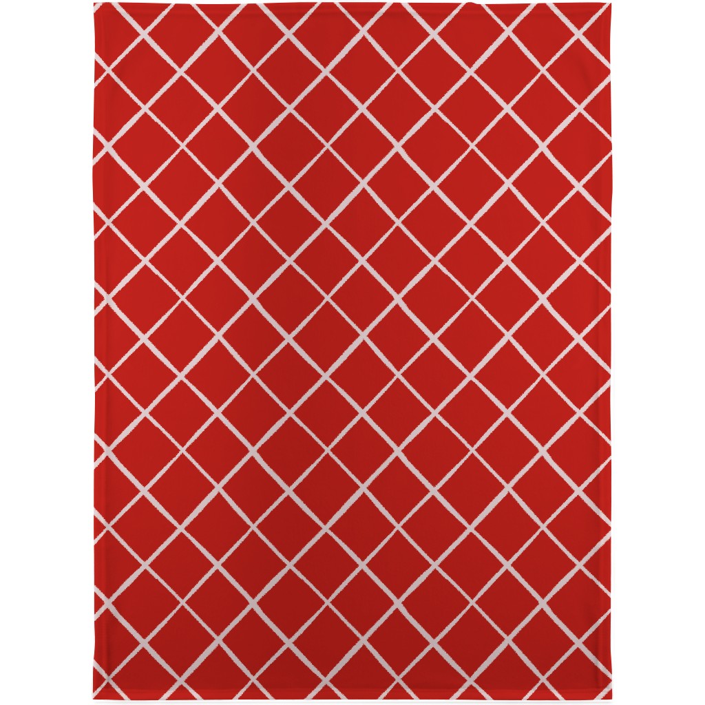 Large Check on Red Blanket, Fleece, 30x40, Red, Red