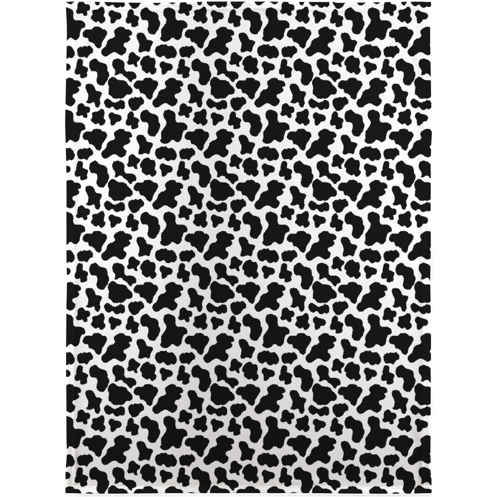 Cow Print Blanket, Fleece, 30x40, Black, Black