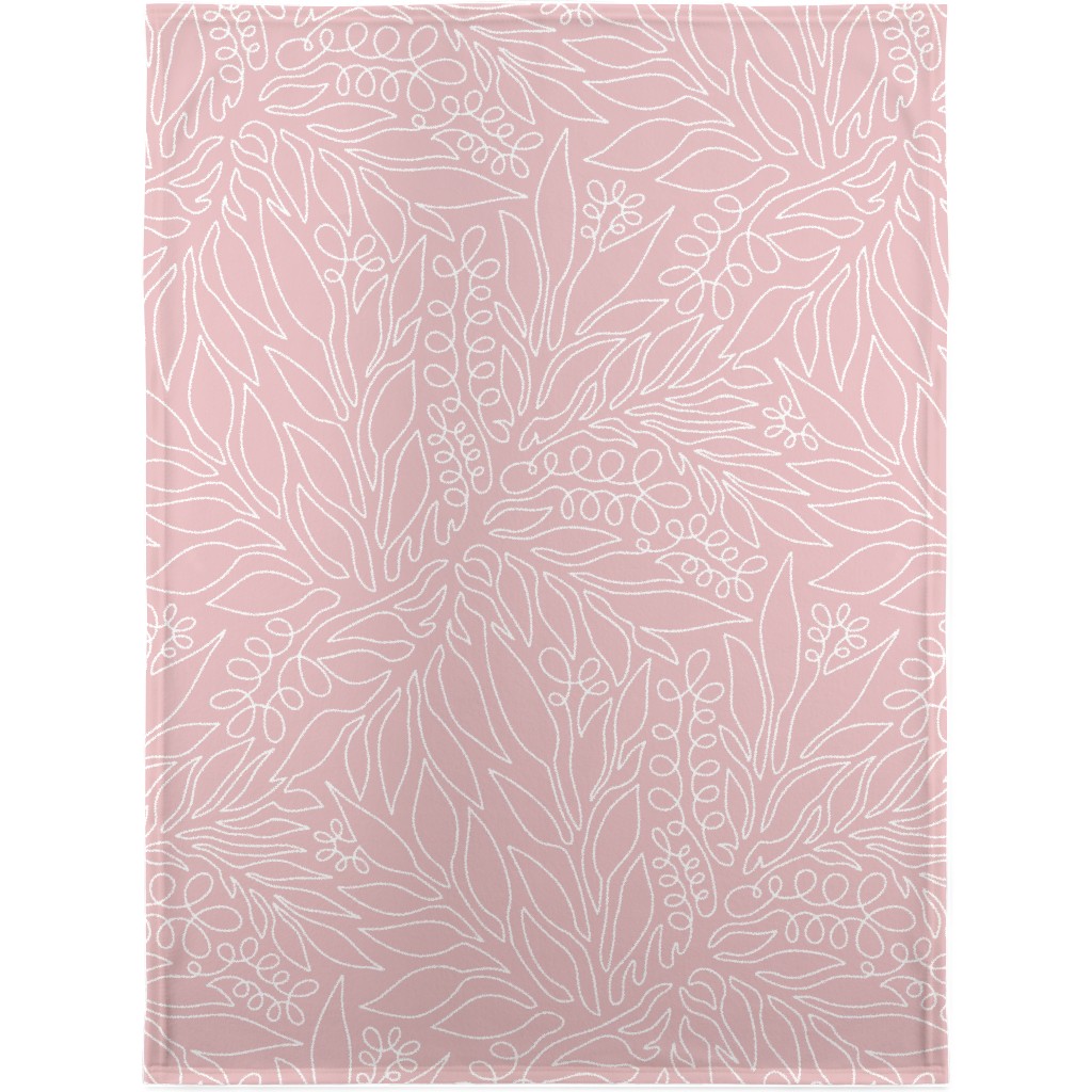 Contour Line Botanicals - Blush Pink Blanket, Fleece, 30x40, Pink, Bright Pink