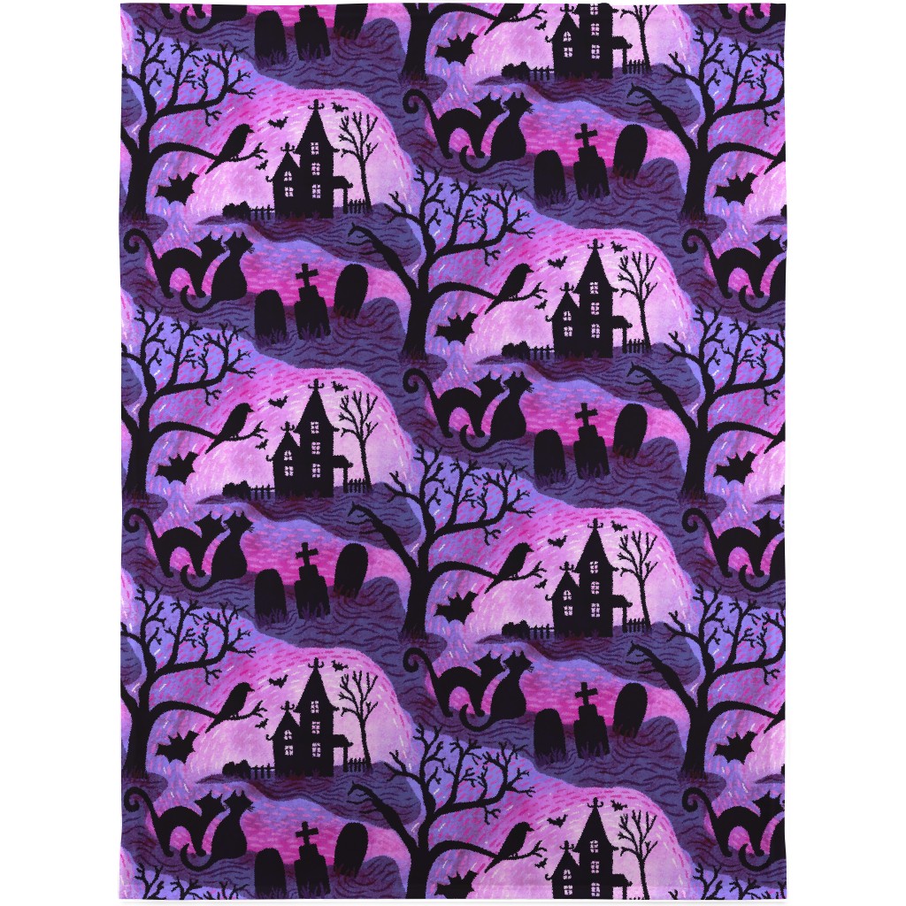 Spooky Halloween Haunts Blanket, Fleece, 30x40, Purple, Amethyst