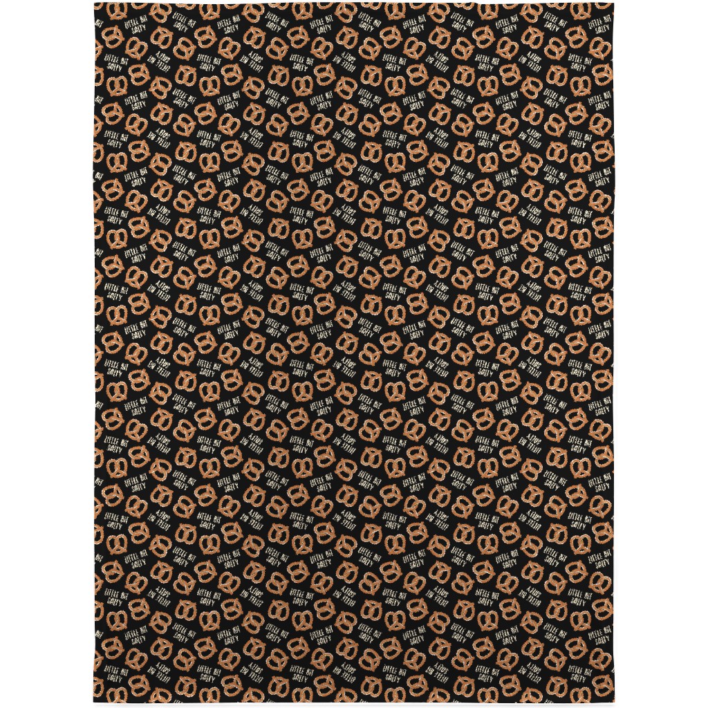 Little Bit Salty - Pretzels - Black Blanket, Fleece, 30x40, Black, Black