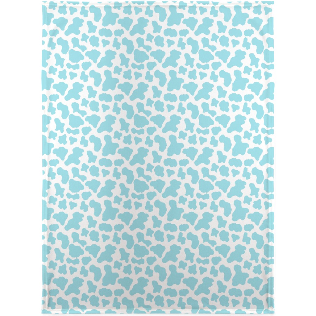 Cow Print Blanket, Fleece, 30x40, Blue, Frost