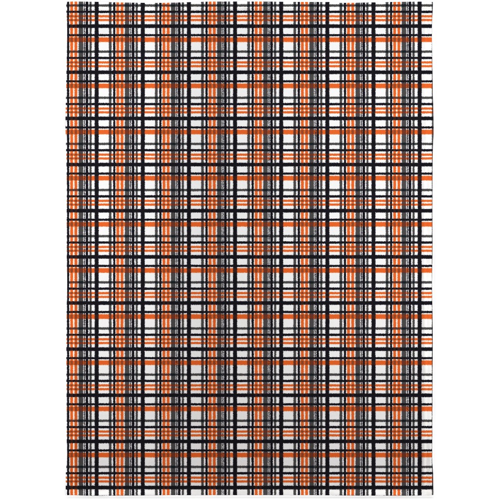 Intricate Plaid Blanket, Fleece, 30x40, Orange, Charcoal