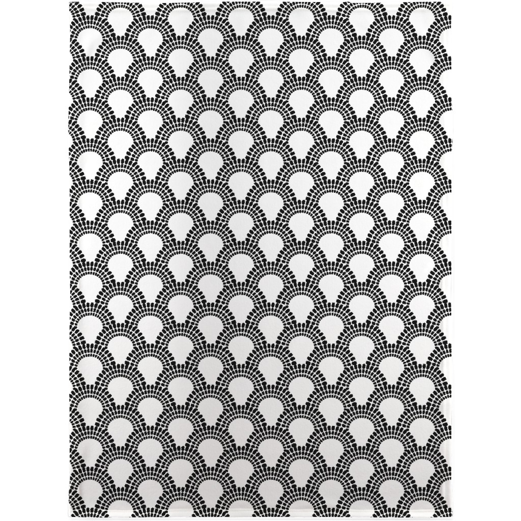 Scallops - Black & White Blanket, Fleece, 30x40, Black, Black