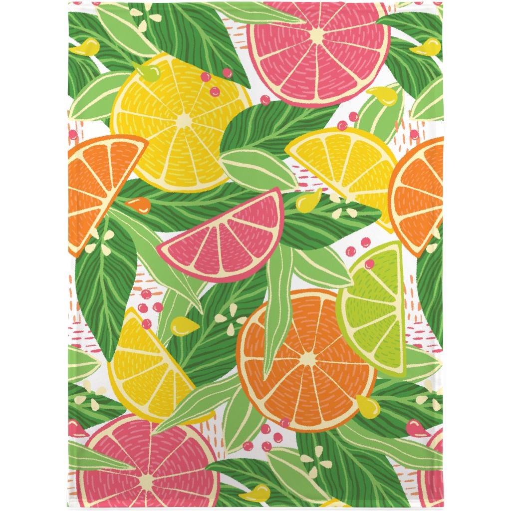 Tropical Summer Citrus Fruit Slices - Multi Blanket, Fleece, 30x40, Multicolor