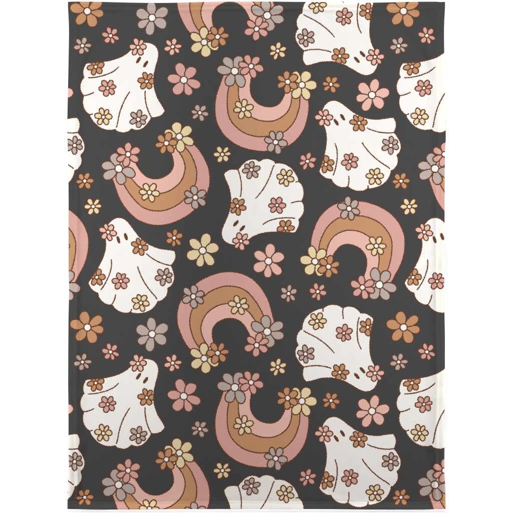 Boho Floral Ghosts Blanket, Fleece, 30x40, Multicolor, Hemlock