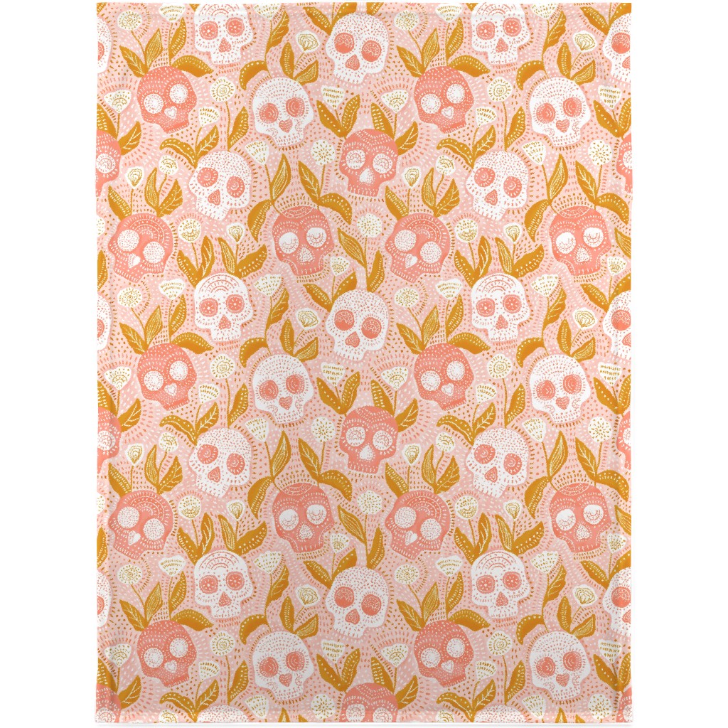 Halloween Skulls - Pastel Blanket, Fleece, 30x40, Pink