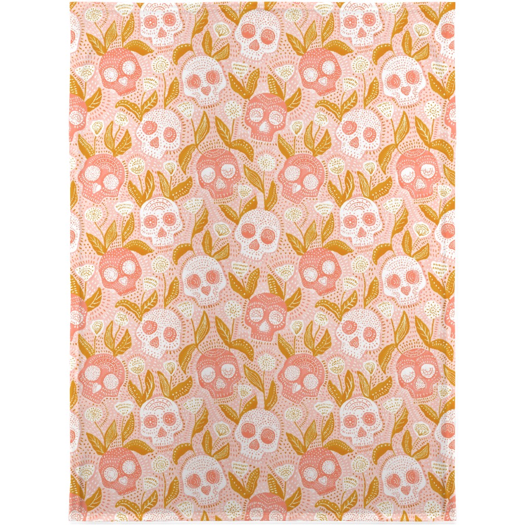 Halloween Skulls - Pastel Blanket, Fleece, 30x40, Pink, Bright Pink