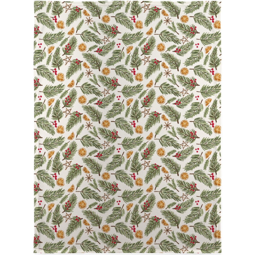 Festive Christmas Pine Sprigs Blanket, Fleece, 30x40, Multicolor