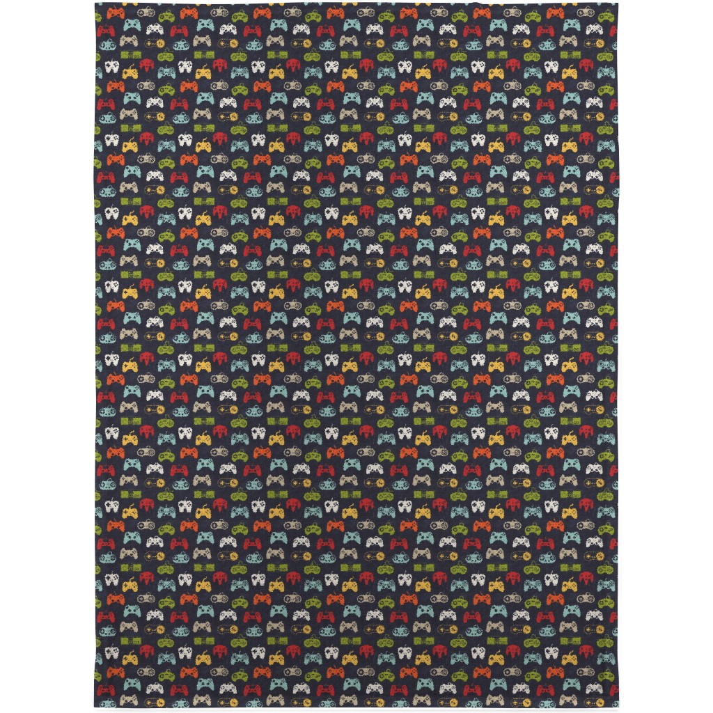 Game Controllers - Navy Multi Blanket, Fleece, 30x40, Multicolor