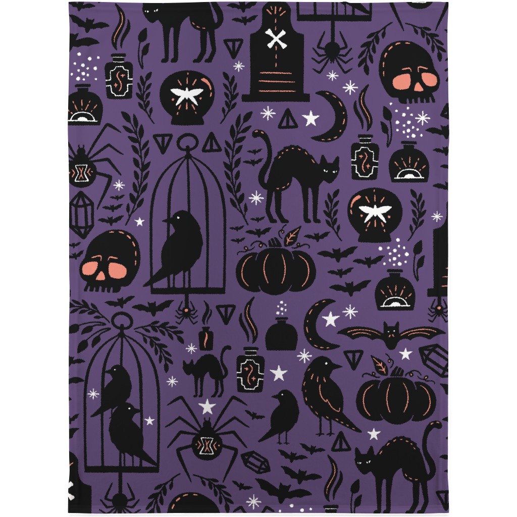 Spooky Witchcraft - Purple Blanket, Fleece, 30x40, Purple, Purple