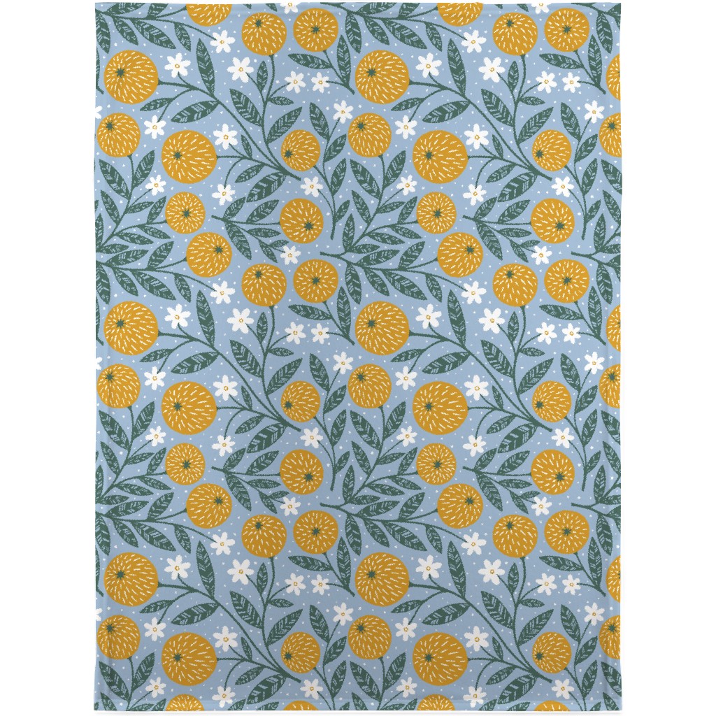 Orange Trees - Blue Blanket, Fleece, 30x40, Blue, True Blue