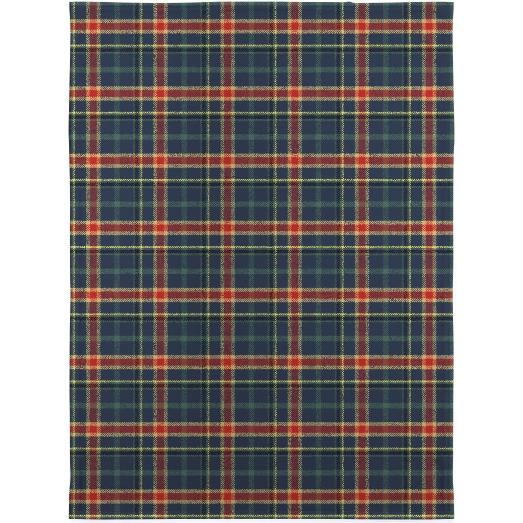 Navy Blue and Pine Plaid Blanket, Fleece, 30x40, Multicolor