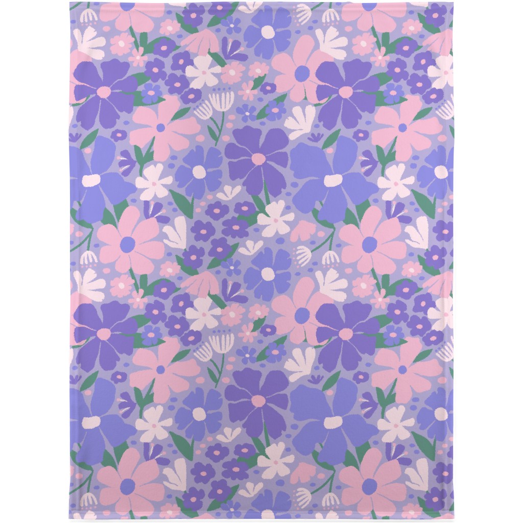 Blooming Garden on Lilac Blanket, Fleece, 30x40, Purple, Purple
