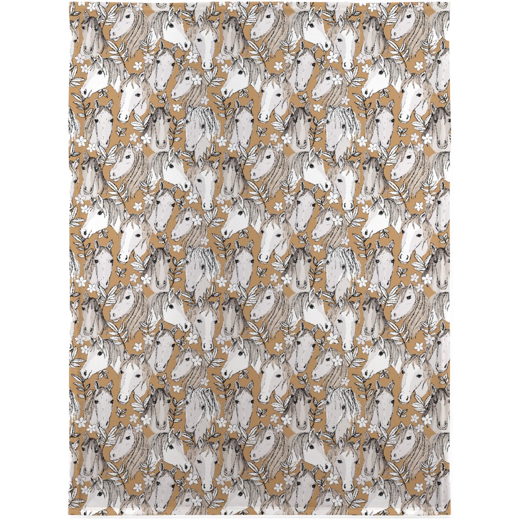 Wild Horses Blanket, Fleece, 30x40, Brown