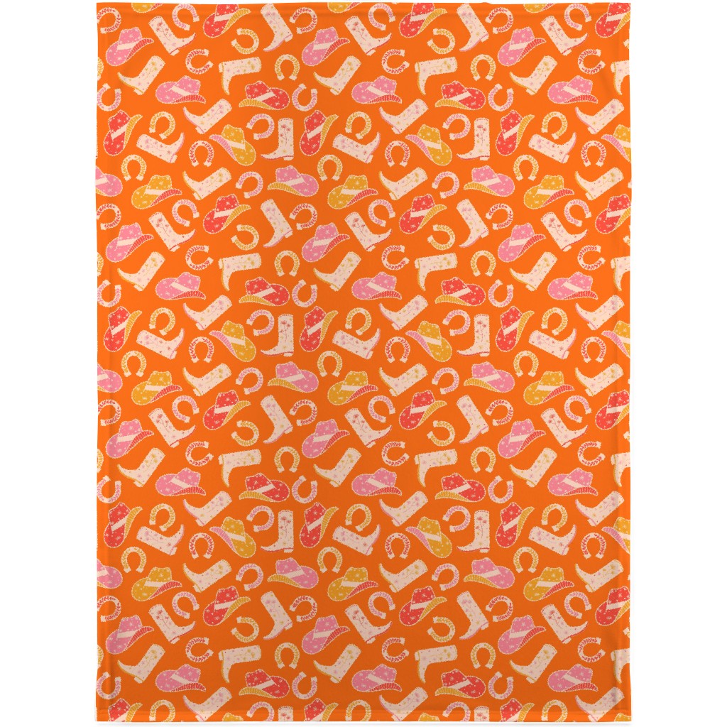 Cowgirl - Pink and Orange Blanket, Fleece, 30x40, Orange, Orange