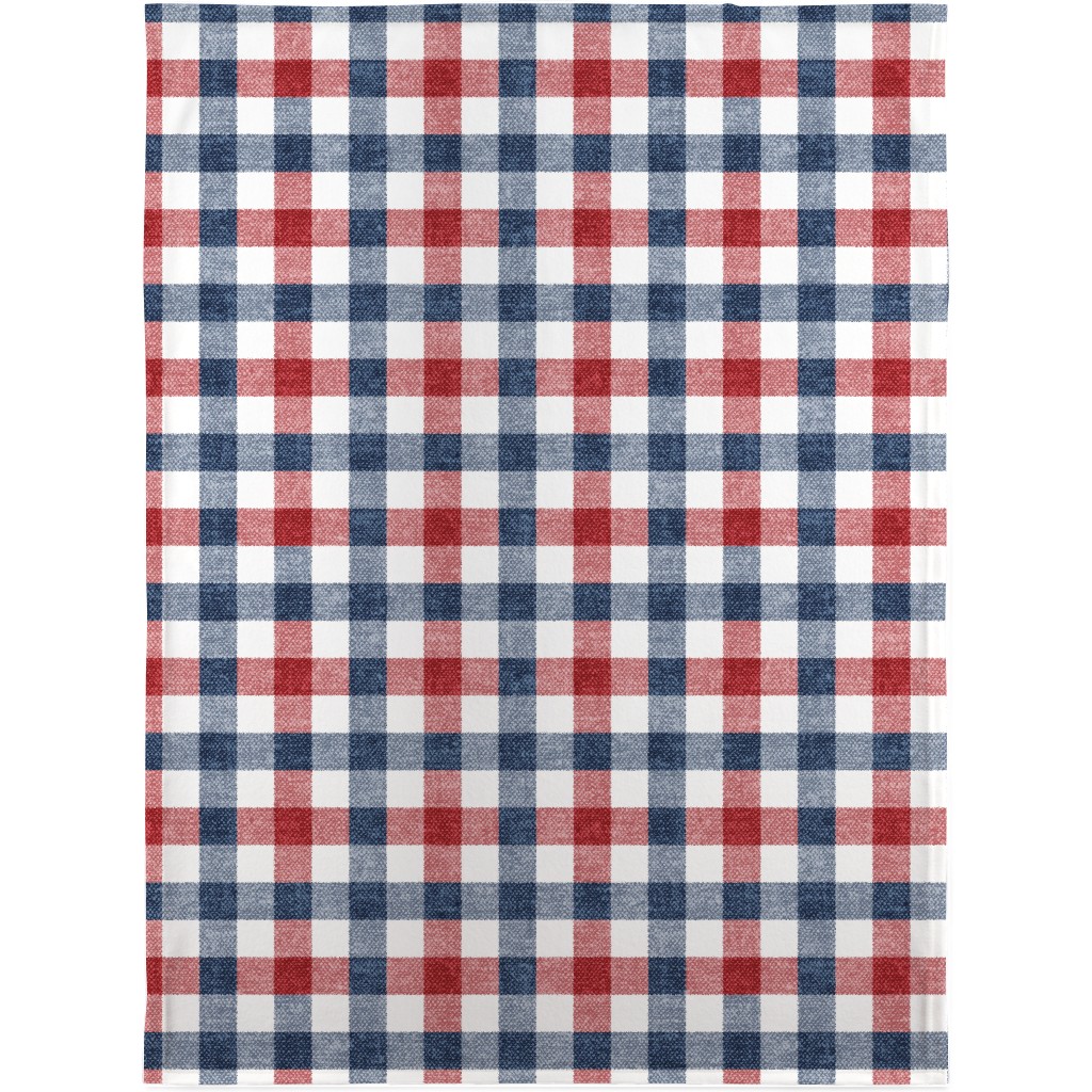 Red, White and Blue Plaid Blanket, Fleece, 30x40, Multicolor