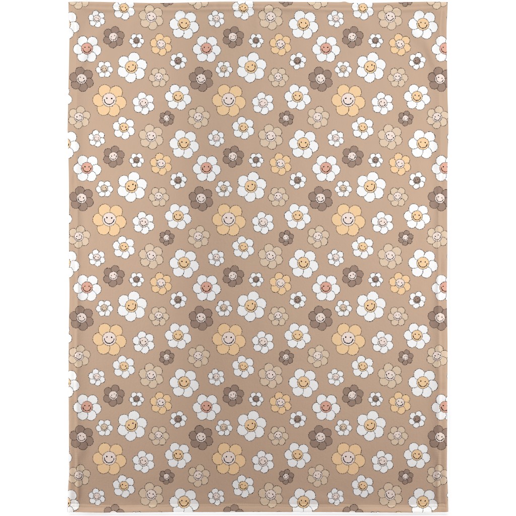 Sweet Smiling Daisies Blanket, Fleece, 30x40, Brown, Dust Bunny