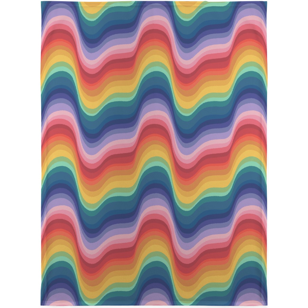 Wavy Rainbow Stripes - Multicolor Blanket, Fleece, 30x40, Multicolor