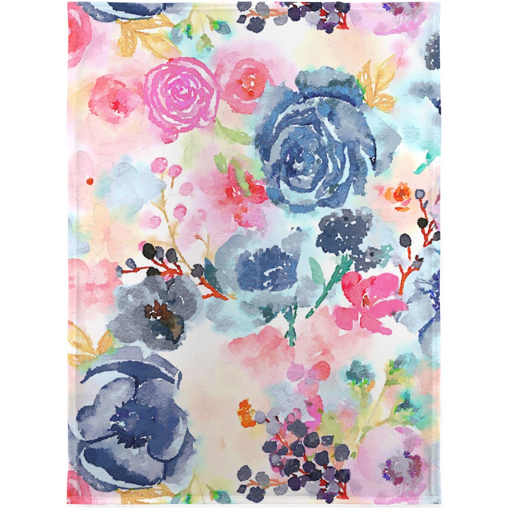 Spring Dreams - Watercolor Floral - Multi Blanket, Fleece, 30x40, Multicolor