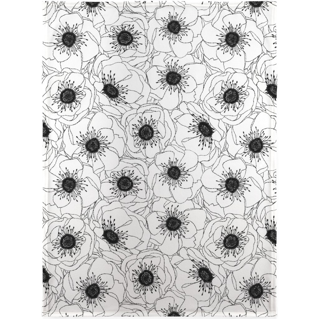 White Anemones - Neutral Blanket, Fleece, 30x40, White