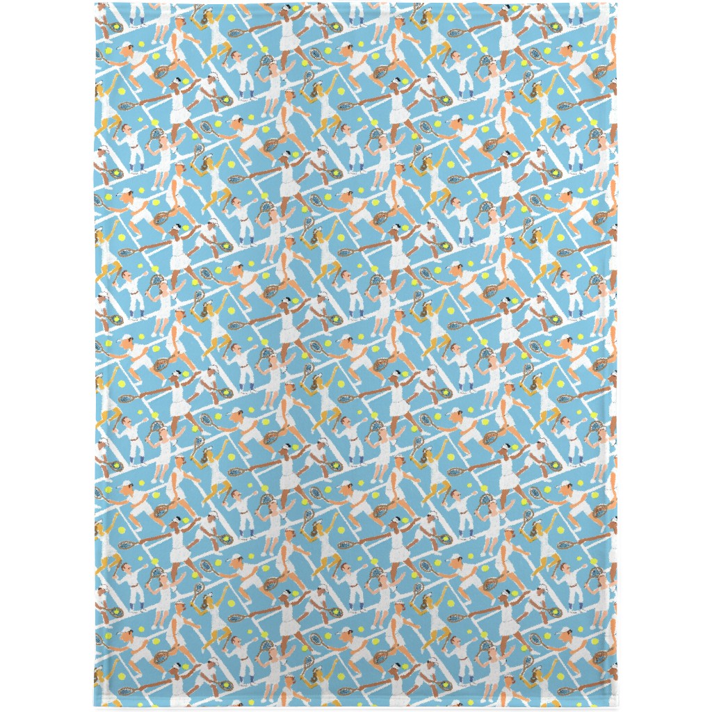 Tennis Whites Watercolor - Blue Blanket, Fleece, 30x40, Multicolor