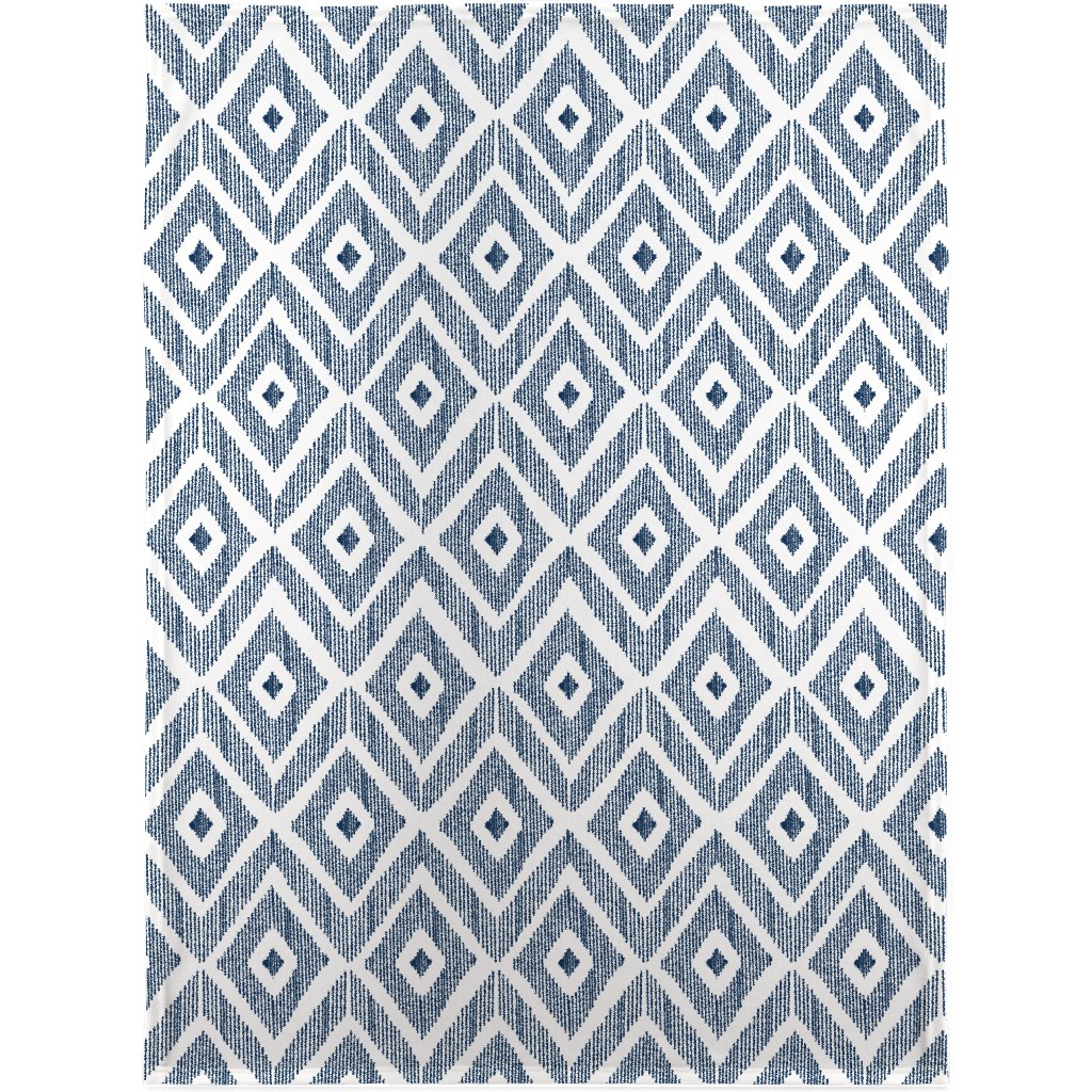 Ikat - Navy Blanket, Fleece, 30x40, Blue, True Blue