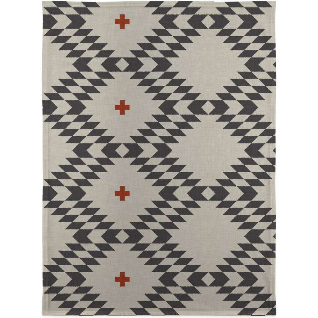 Native Natural - Neutral With Orange Blanket, Fleece, 30x40, Gray, Gray