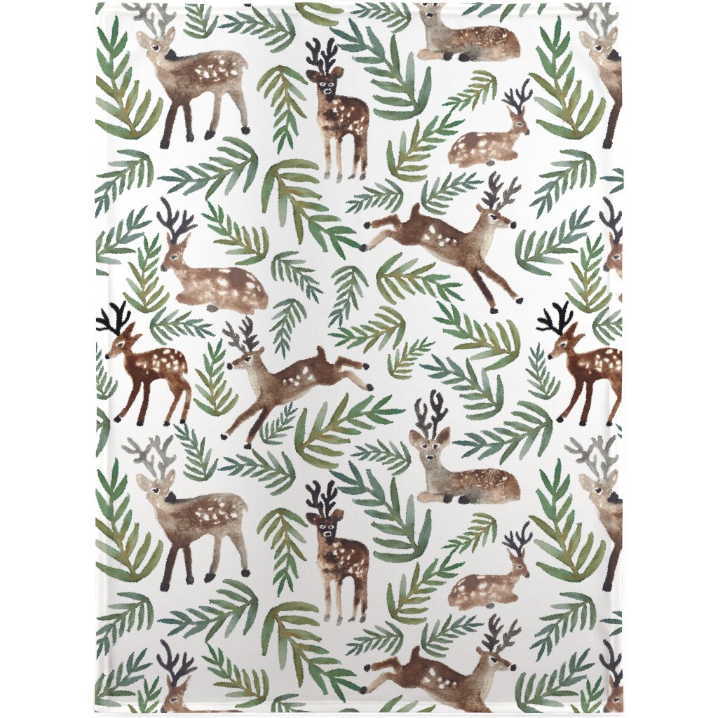 Loved Dearly - Green & Brown on White Blanket, Fleece, 30x40, Green