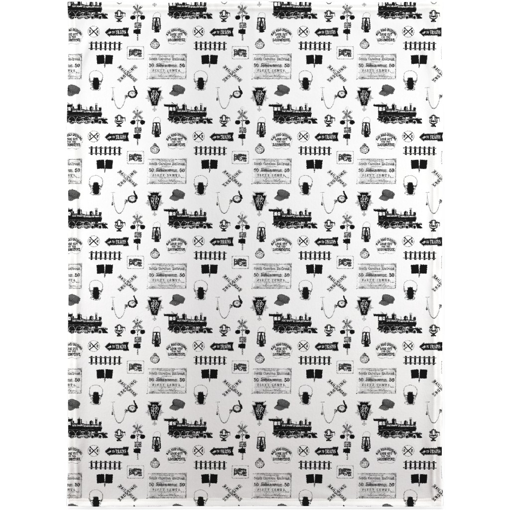 Railroad Blanket, Fleece, 30x40, White, White