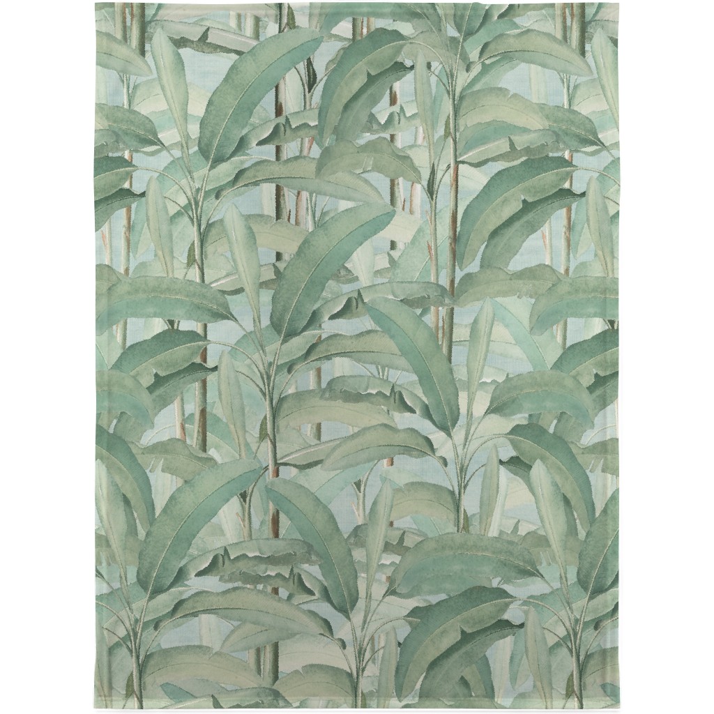 Lush Tropical Leaves Blanket, Fleece, 30x40, Green, Classic Green