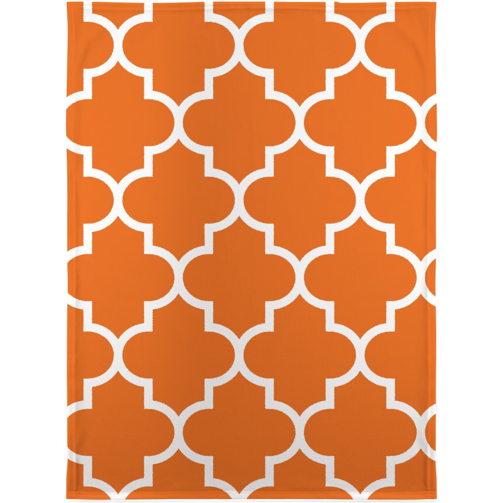 Quatrefoil - Orange Blanket, Fleece, 30x40, Orange, Orange