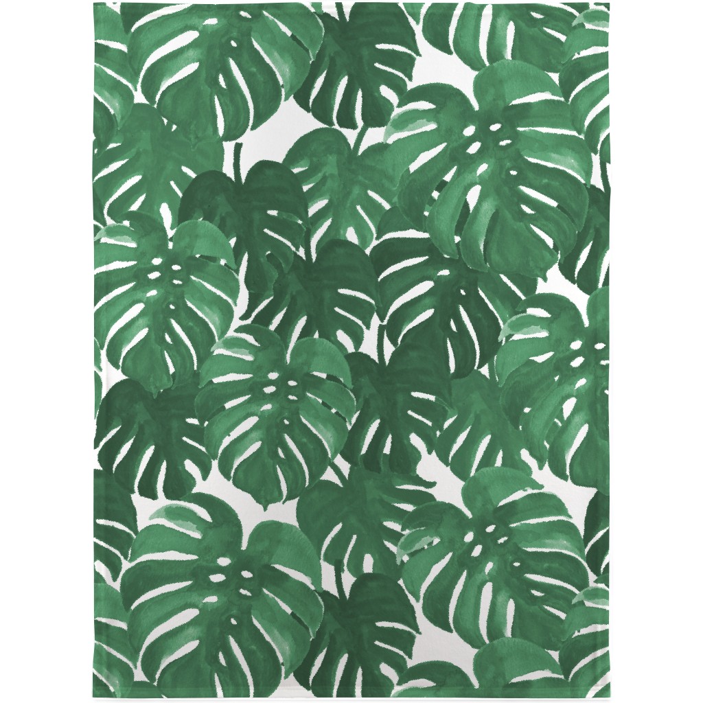 Tropical Palms - Green Blanket, Fleece, 30x40, Green