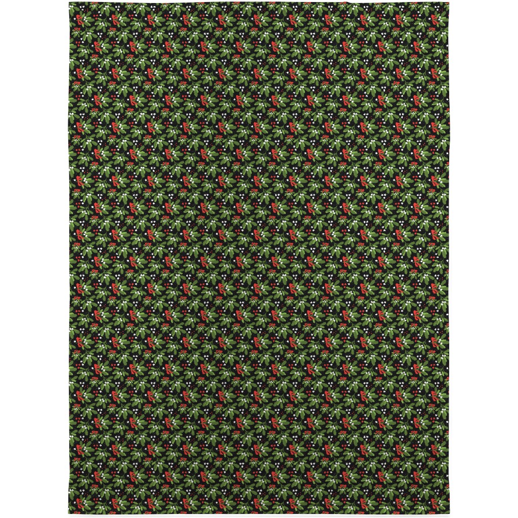 Mistletoe Night on Black Blanket, Fleece, 30x40, Multicolor